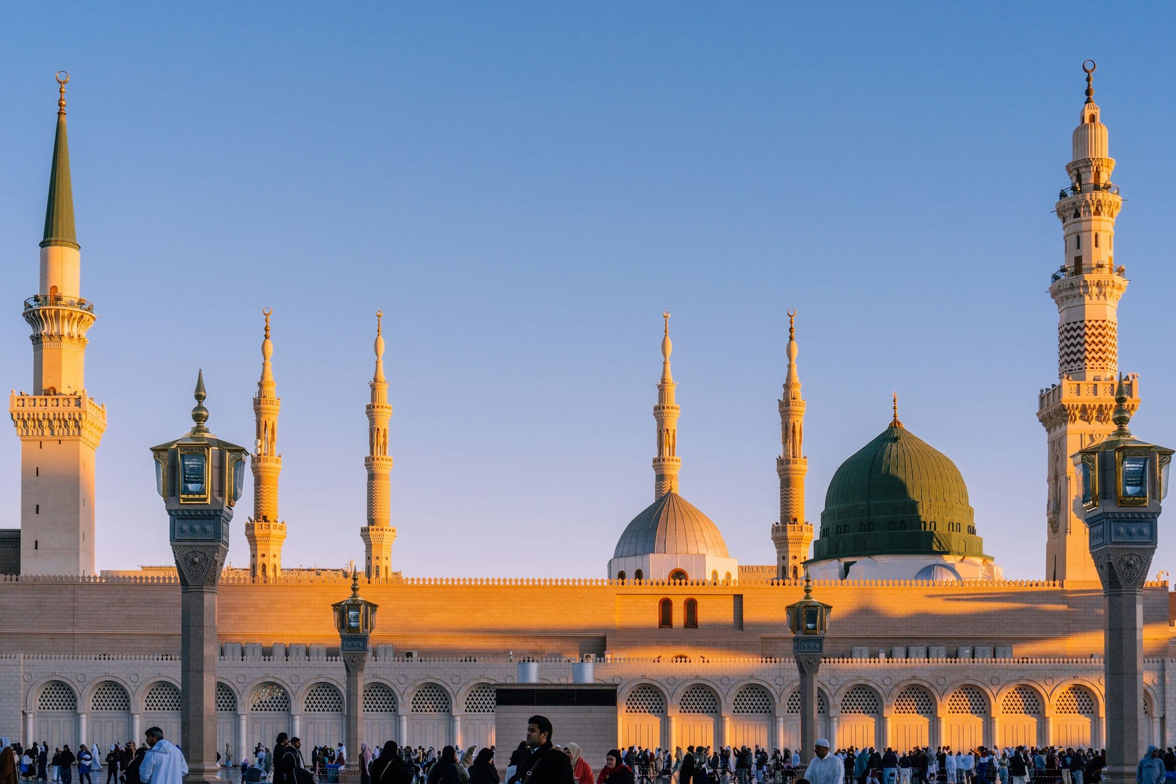 Al-Masjid an-Nabawi in Madinah at golden hour