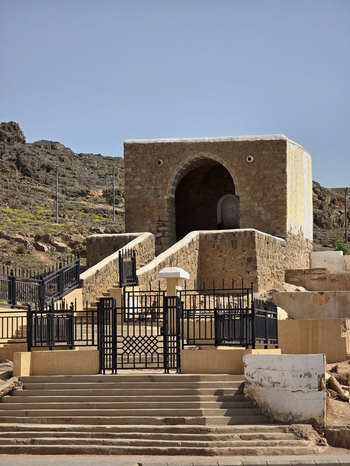 A stone mosque on the slope at the Seven Mosques, site of the Battle of the Trench